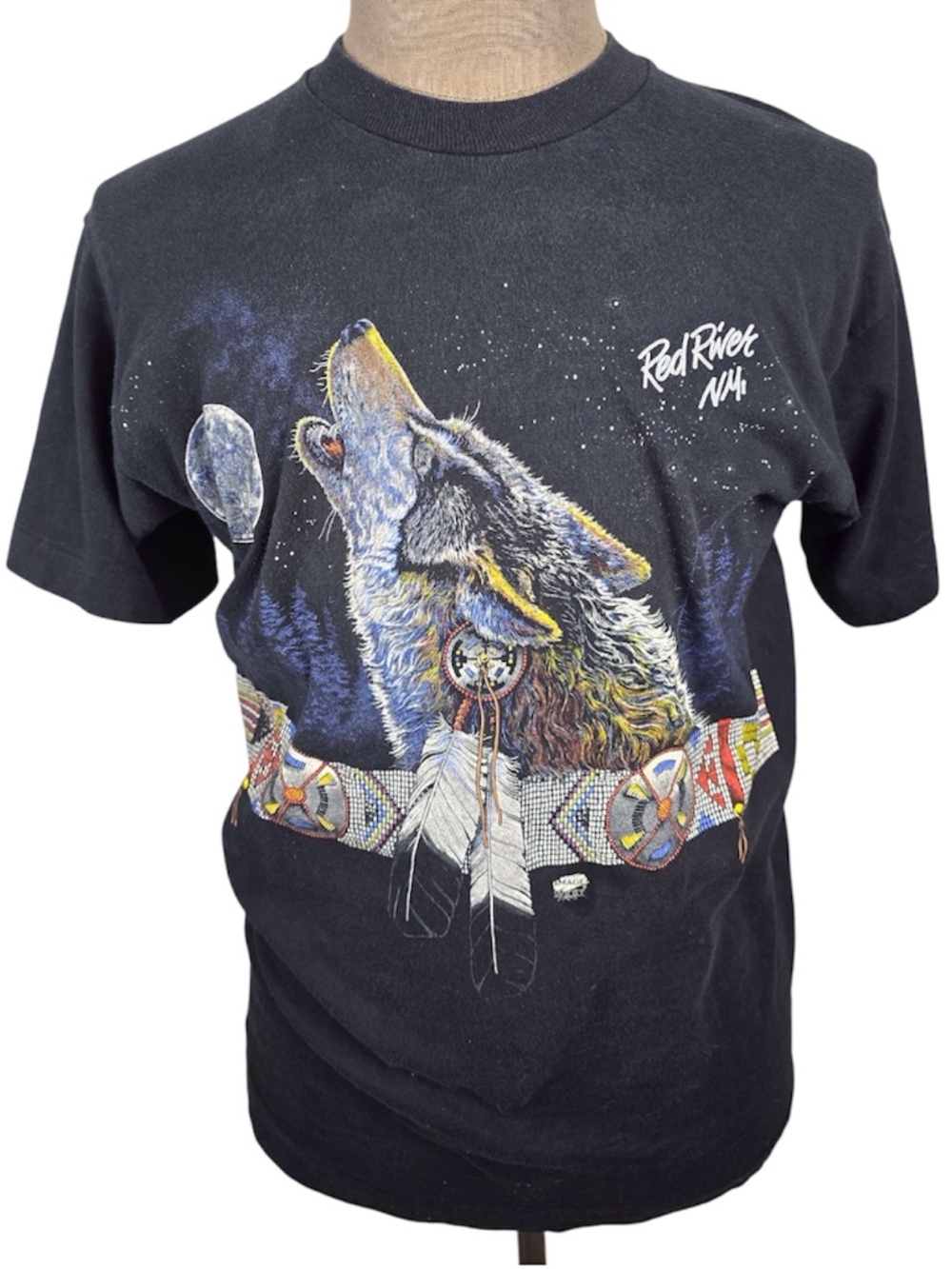 Vintage 90s Single Stitch Image West Howling Wolf Graphic Tee L